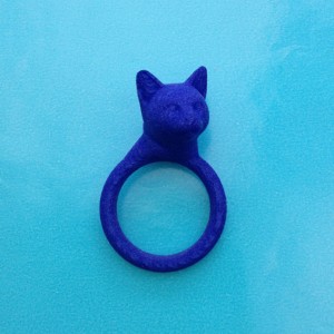 ring cat head blue 