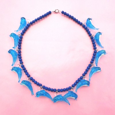 77 necklace glass dolphin blue 72 - kopie