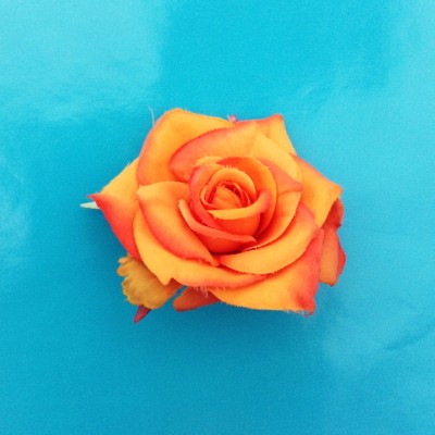 brooch flower silk orange rose 72