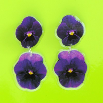 earring purple violets 72