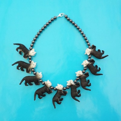 necklace cat blackwhite 72