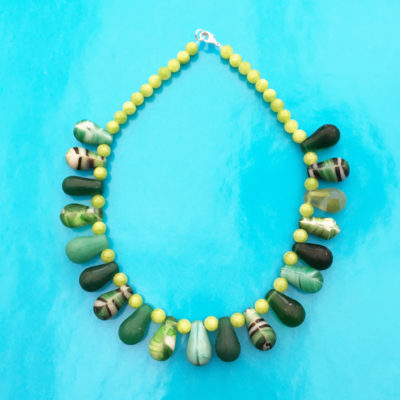 necklace glass drop green 72