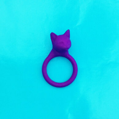 3D ring cat head purple 72
