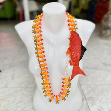 necklace fish orange large dark 72