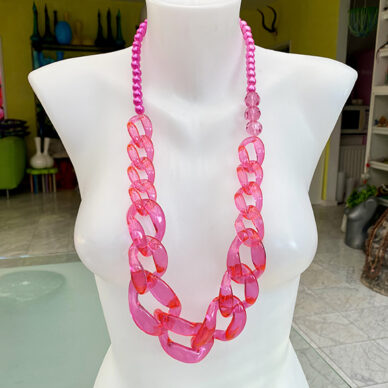 necklace chain long pink fluor 72